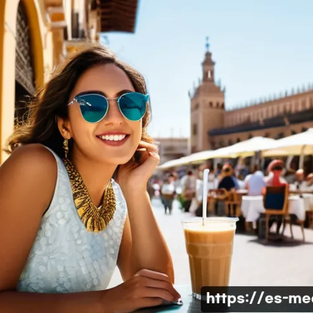 미디어학 입문 - **Prompt:** "A young woman, early 20s, sitting at an outdoor cafe in Seville, Spain. She's wearing a...