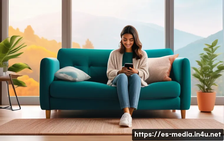 미디어와 심리학 - A vibrant digital art scene depicting a cozy, modern living room with a young Hispanic woman comfort...