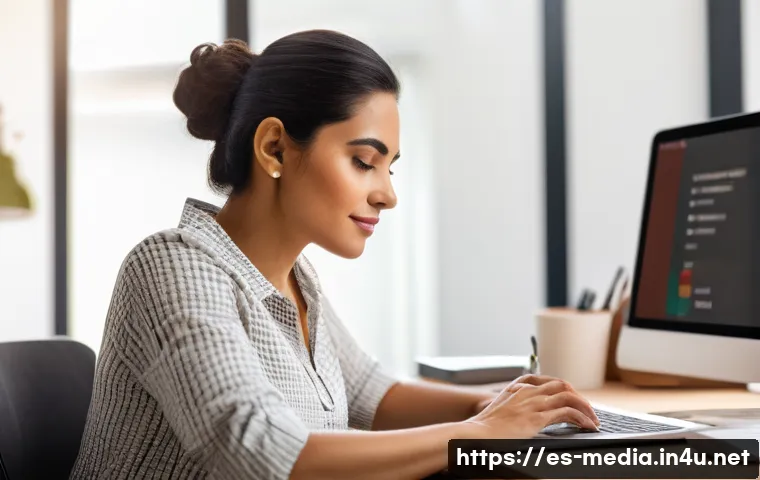 디지털 미디어 교육 - A professional Hispanic woman in a modern home office, confidently using a laptop with multiple digi...