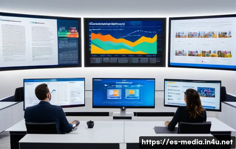 미디어 스타트업 기업 - A modern digital newsroom with diverse Spanish-speaking journalists collaboratively using AI-powered...